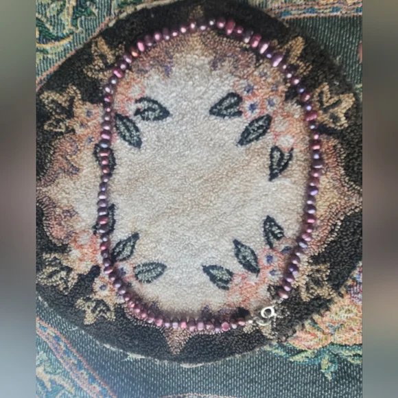 Genuine Purple Pearl Necklace Sterling Silver Clasp - Picture 13 of 14